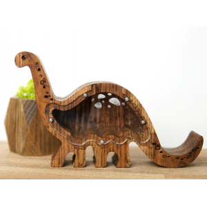 Medinė taupyklė dinozauras, rudas